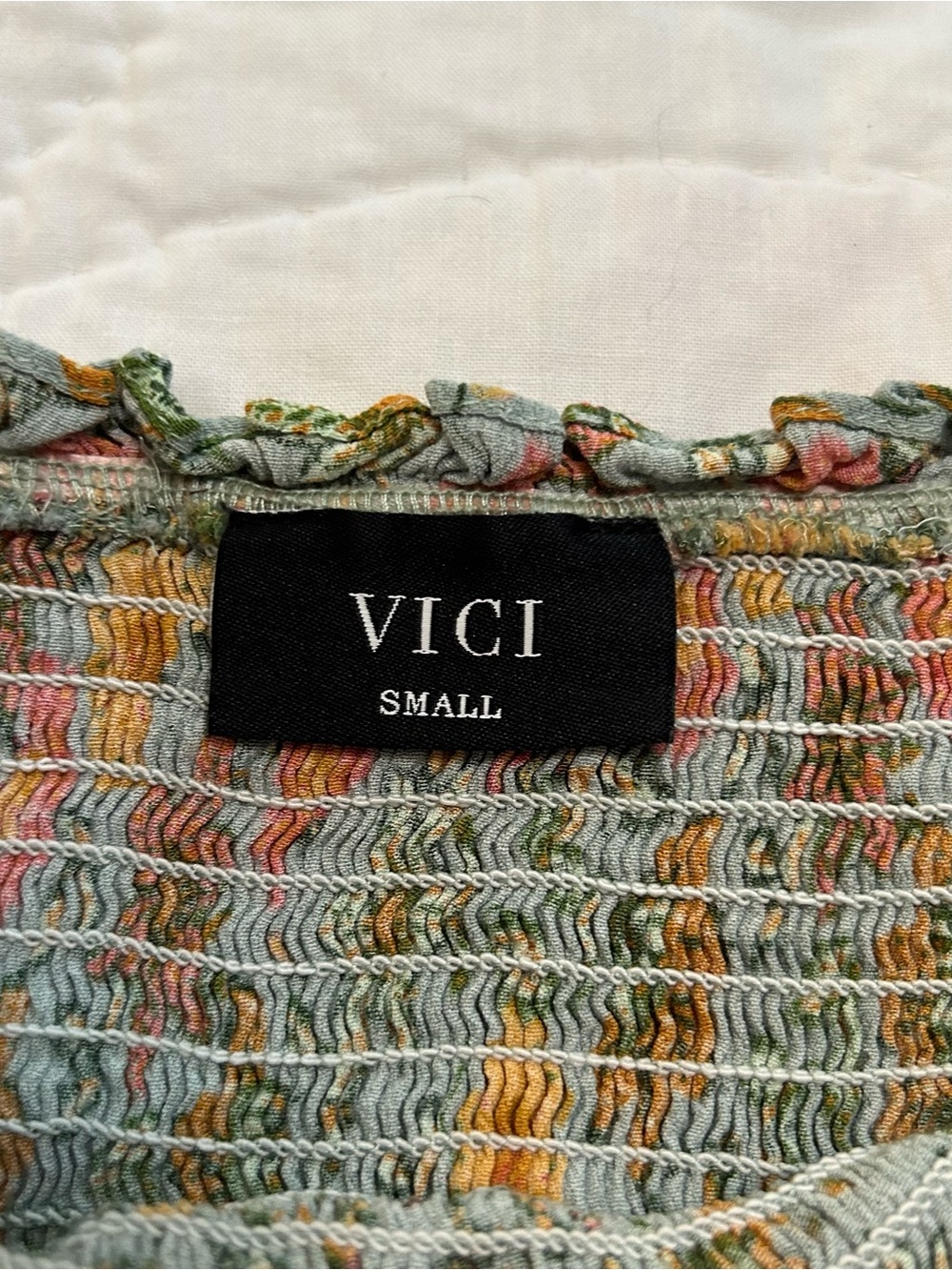 VICI Floral Smocked Mini Dress Womens S Tiered Ruffle Cottagecore Sundress - Picture 5 of 10